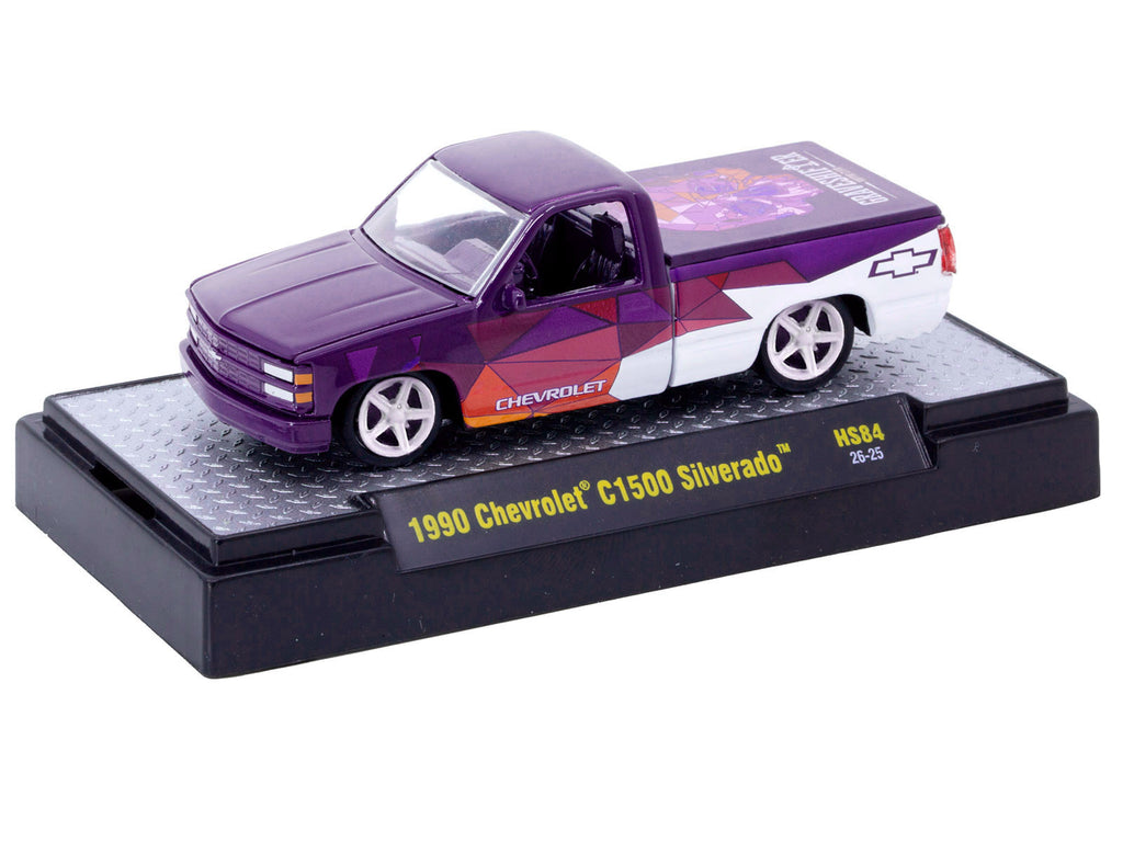 1990 Chevrolet C1500 Silverado Pickup Truck "Graveshifter Motor Club" Purple with Graphics and 3D Glasses Limited Edition to 18018 pieces Worldwide 1/64 Diecast Model Car by M2 Machines - image 2