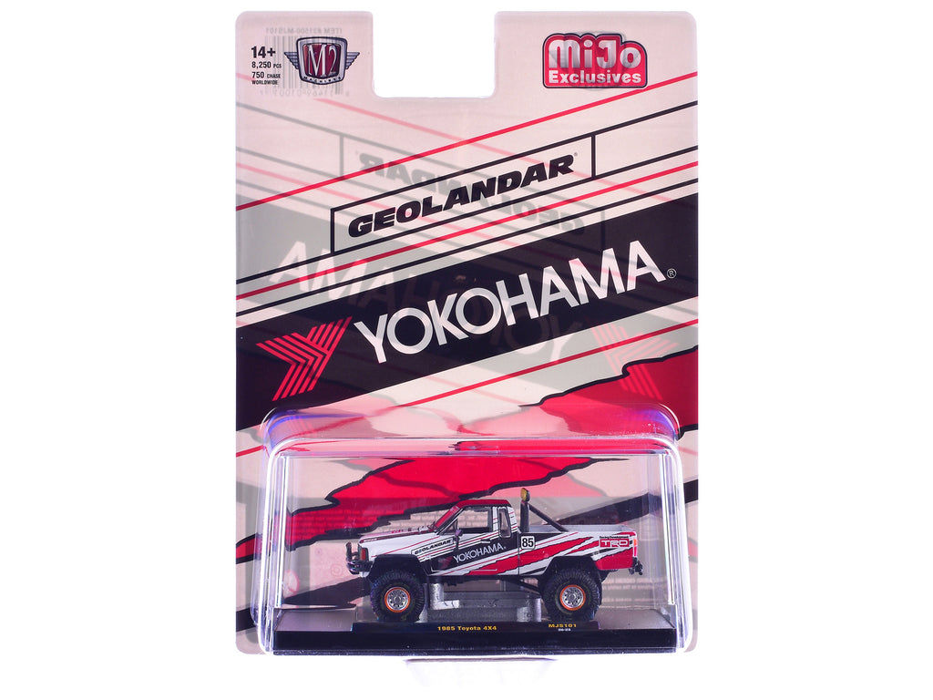 1985 Toyota SR5 4×4 Pickup Truck #85 "Yokohama" White with Black Top and Red and Black Graphics Limited Edition to 8250 pieces Worldwide 1/64 Diecast Model Car by M2 Machines - image 3
