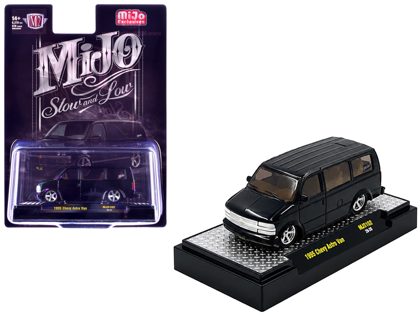 1995 Chevrolet Astro Van Slow & Low Black 1/64 by M2 Machines
