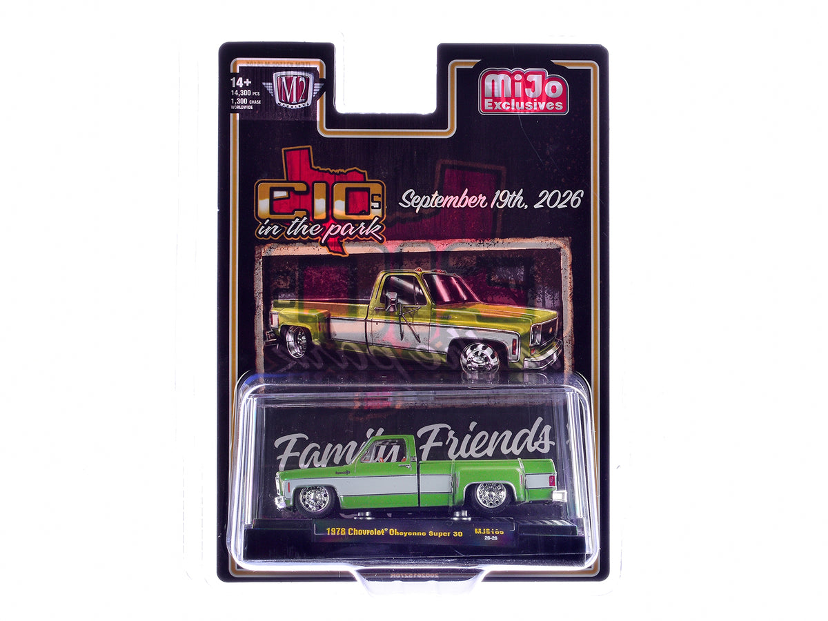 1978 Chevrolet Cheyenne Super 30 Pickup Truck Green Metallic with White Side Stripes "C10s in the Park" (2026) Limited Edition to 14300 pieces Worldwide 1/64 Diecast Model Car by M2 Machines - image 3