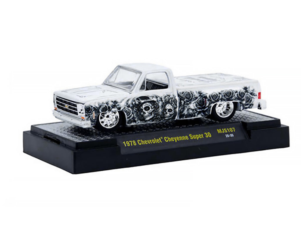 1978 Chevrolet Cheyenne Super 30 Pickup Truck "Dia De Los Muertos" White with Graphics Limited Edition to 10560 pieces Worldwide 1/64 Diecast Model Car by M2 Machines - image 2