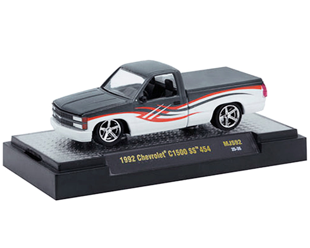 1992 Chevrolet C1500 SS 454 Pickup Truck Gray and White with Graphics Limited Edition to 9680 pieces Worldwide 1/64 Diecast Model Car by M2 Machines - image 2