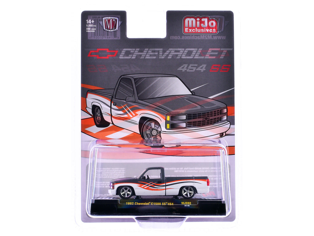 1992 Chevrolet C1500 SS 454 Pickup Truck Gray and White with Graphics Limited Edition to 9680 pieces Worldwide 1/64 Diecast Model Car by M2 Machines - image 3