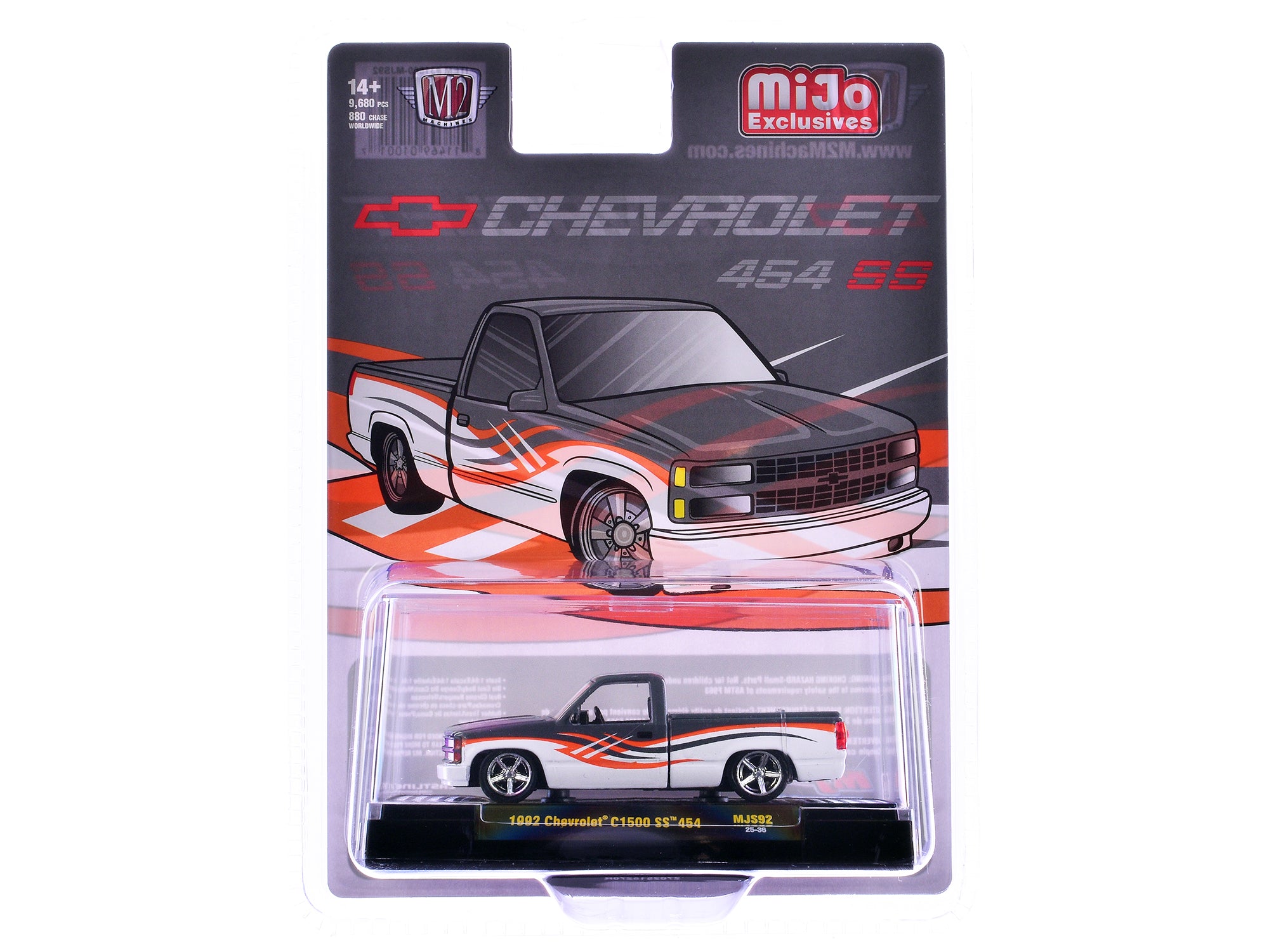 1992 Chevrolet C1500 SS 454 Pickup Truck Gray and White with Graphics Limited Edition to 9680 pieces Worldwide 1/64 Diecast Model Car by M2 Machines - image 3