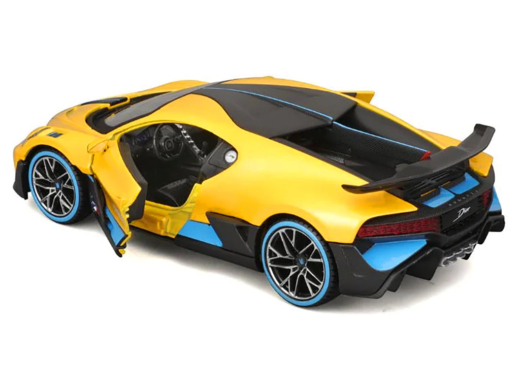 Bugatti Divo Yellow Metallic with Carbon and Blue Accents "Special Edition" 1/24 Diecast Model Car by Maisto - image 3