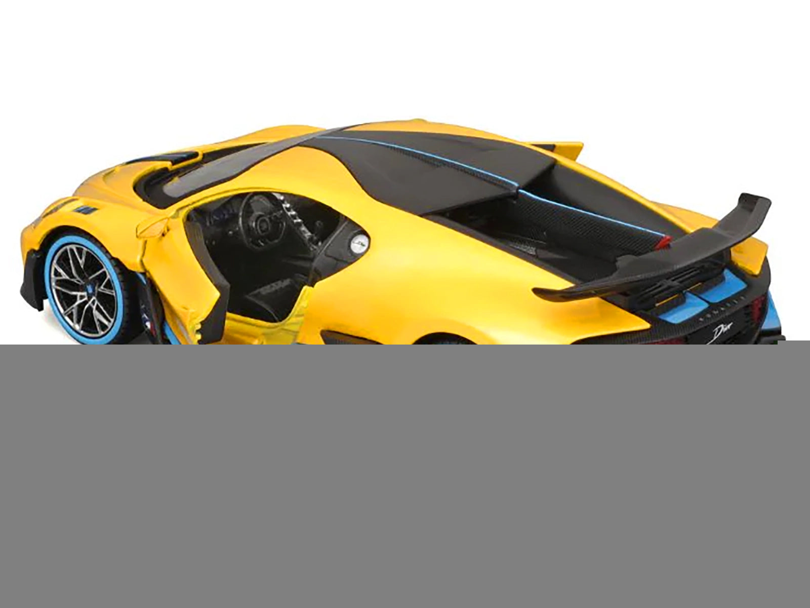 Bugatti Divo Yellow Metallic with Carbon and Blue Accents "Special Edition" 1/24 Diecast Model Car by Maisto - image 3