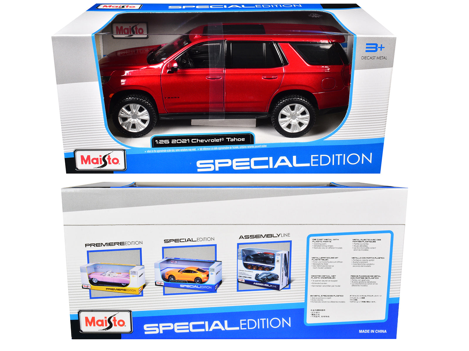 2021 Chevrolet Tahoe Red Metallic with Sunroof 1/24 Diecast Model Car by Maisto - image 2