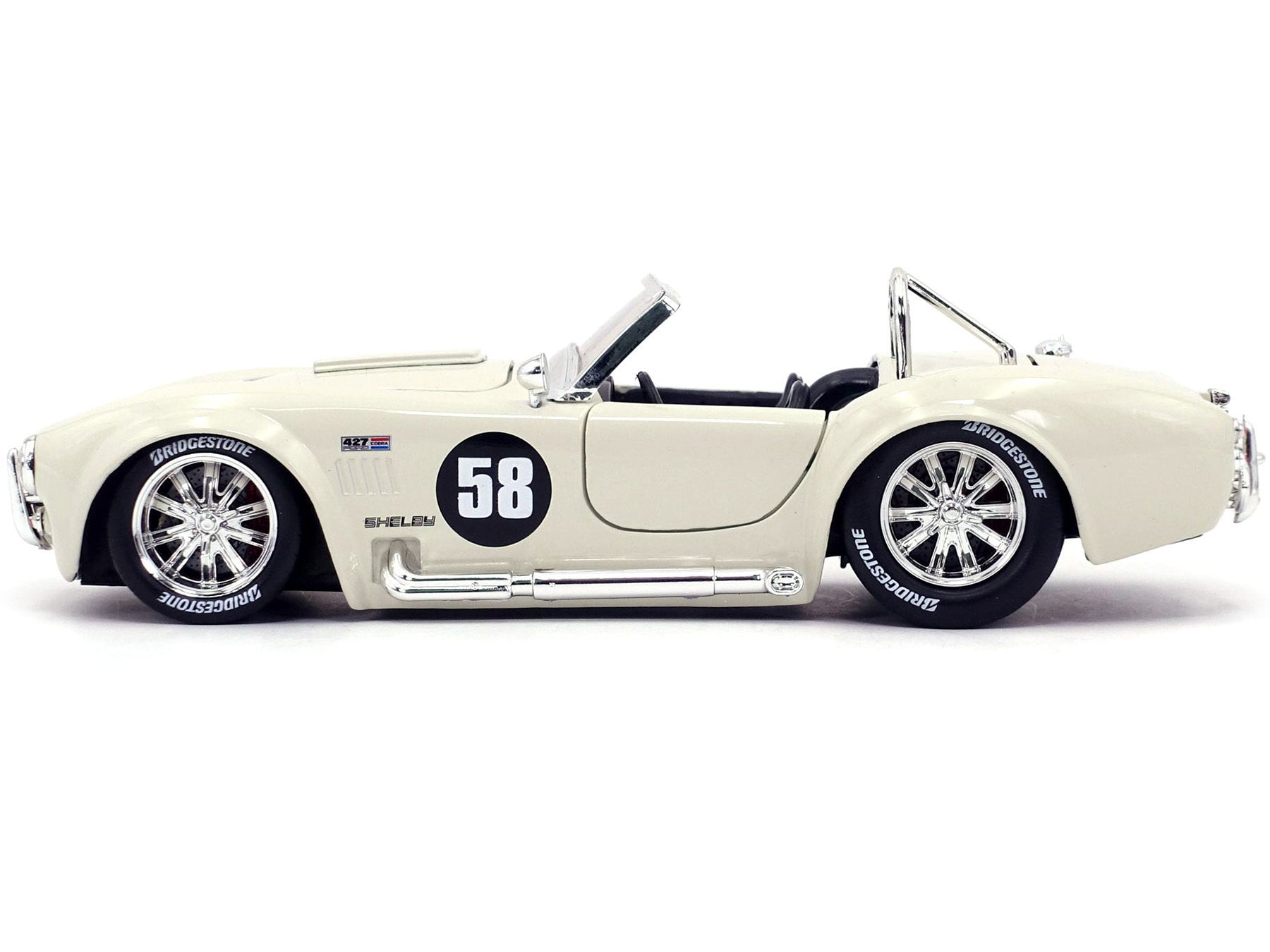 1965 Shelby Cobra 427 S/C #58 Cream "Bigtime Muscle" 1/24 Diecast Model Car by Jada - image 3