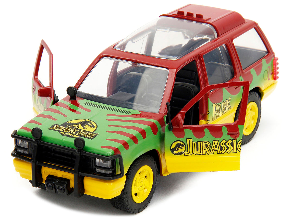 Ford Explorer Red and Yellow with Green Graphics "Jurassic Park" (1993) Movie 30th Anniversary "Hollywood Rides" Series 1/32 Diecast Model Car by Jada - image 2