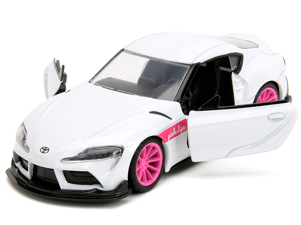2020 Toyota Supra White Metallic with Pink Wheels "Pink Slips" Series 1/32 Diecast Model Car by Jada - image 2