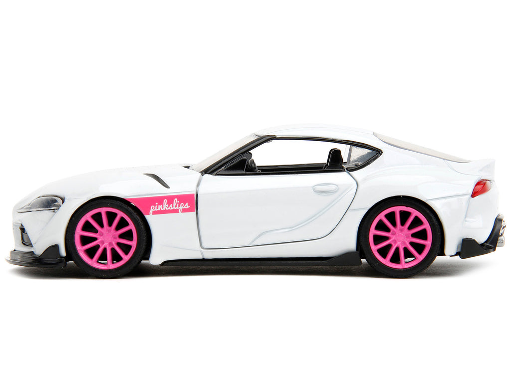2020 Toyota Supra White Metallic with Pink Wheels "Pink Slips" Series 1/32 Diecast Model Car by Jada - image 3