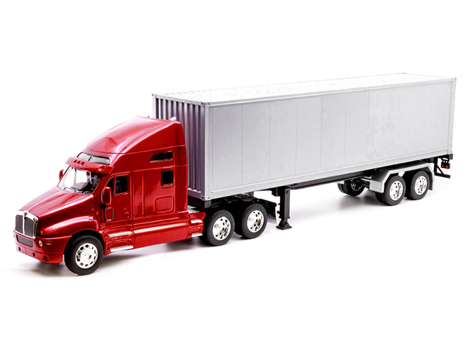 Kenworth T2000 Truck Red Metallic with Gray Container "Transporter" Series 1/32 Diecast Model by Welly - image 2