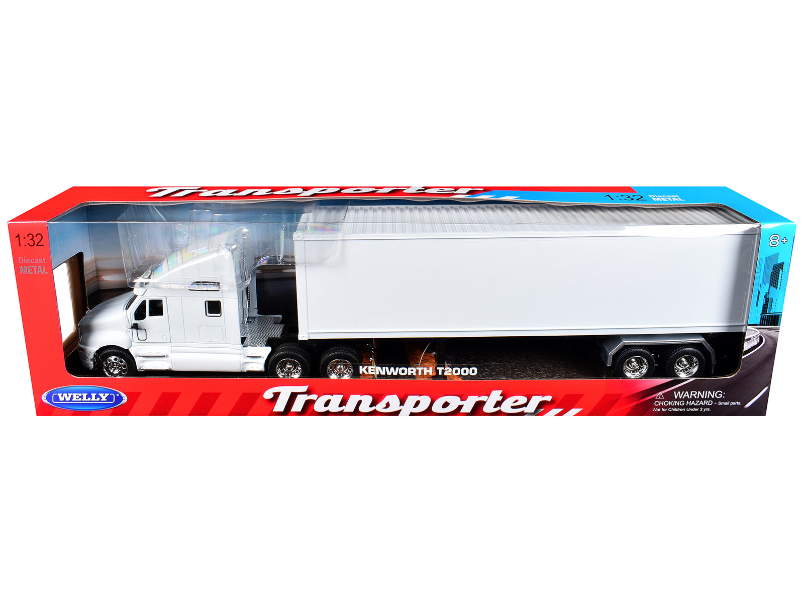 Kenworth T2000 Truck White with White Container "Transporter" Series 1/32 Diecast Model by Welly - image 3