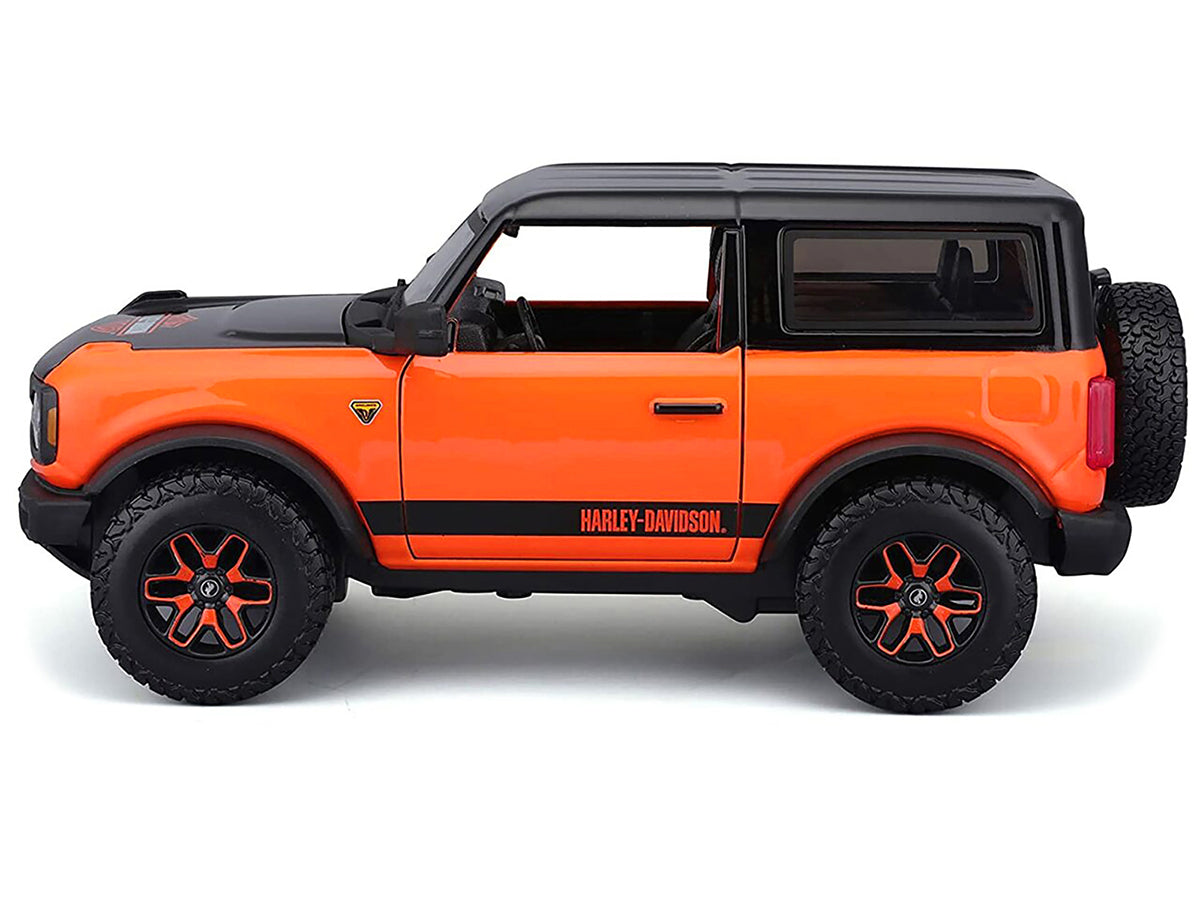 2021 Ford Bronco Badlands Orange and Black "Harley Davidson" "H-D Custom" Series 1/24 Diecast Model Car by Maisto - image 3