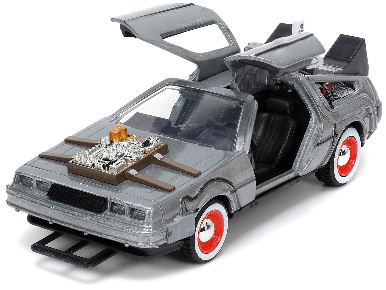 DeLorean DMC (Time Machine) Brushed Metal "Back to the Future Part III" (1990) Movie "Hollywood Rides" Series 1/32 Diecast Model Car by Jada - image 2