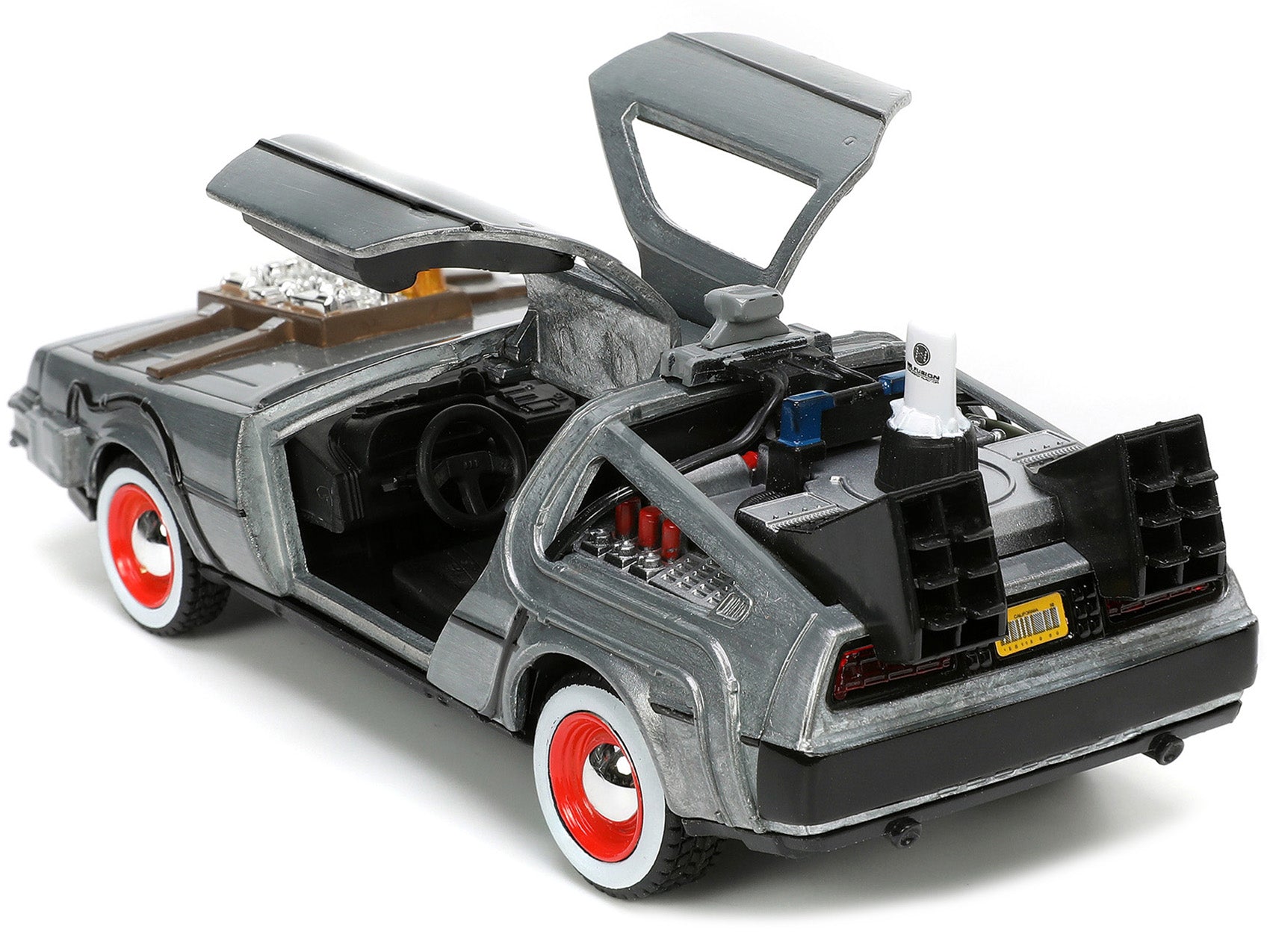 DeLorean DMC (Time Machine) Brushed Metal "Back to the Future Part III" (1990) Movie "Hollywood Rides" Series 1/32 Diecast Model Car by Jada - image 3