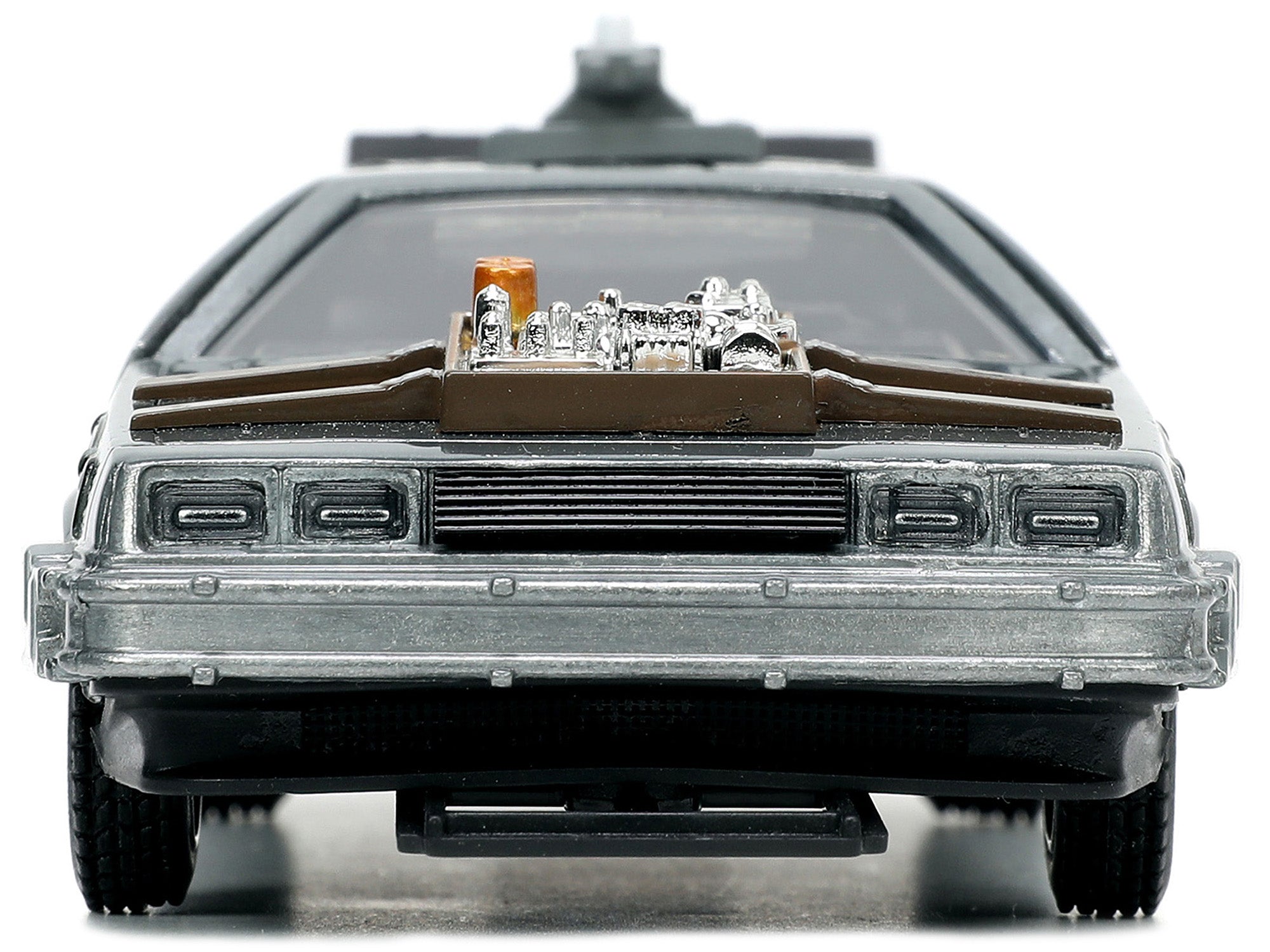 DeLorean DMC (Time Machine) Brushed Metal "Back to the Future Part III" (1990) Movie "Hollywood Rides" Series 1/32 Diecast Model Car by Jada - image 4