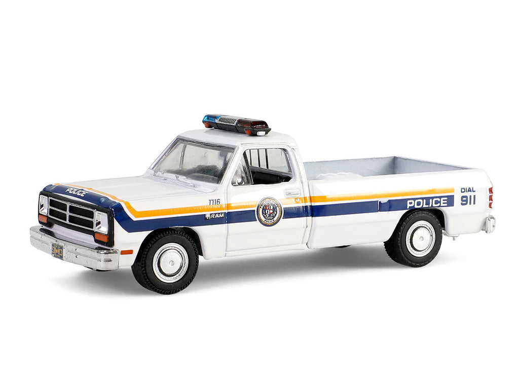 1990 Dodge Ram D250 Pickup Truck "Philadelphia PA Police Department" White with Stripes and Utility Trailer "Hot Pursuit Hitch & Tow" Series 1 1/64 Diecast Model Cars by Greenlight - image 4