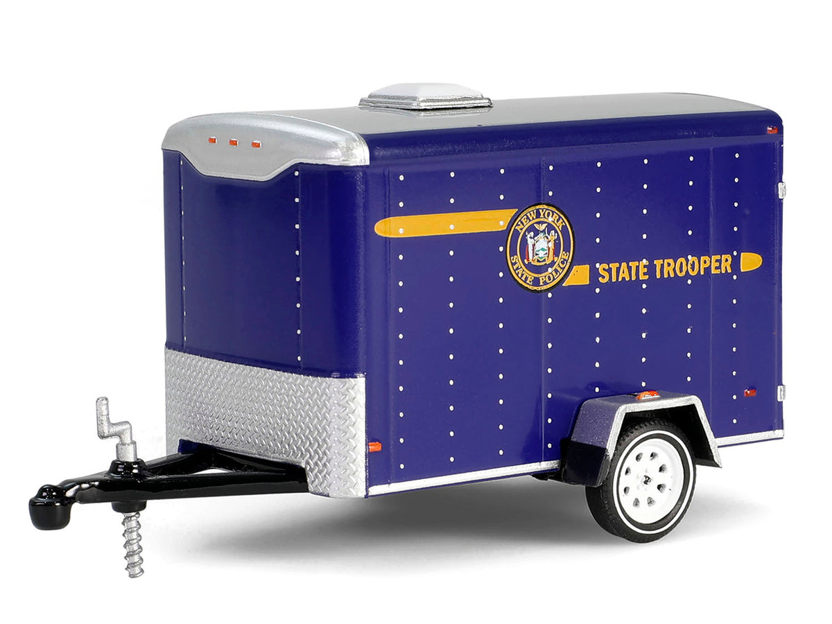 2001 Jeep Cherokee "New York State Police" Blue with Yellow Stripes and Small Cargo Trailer "Hot Pursuit Hitch & Tow" Series 1 1/64 Diecast Model Cars by Greenlight - image 5