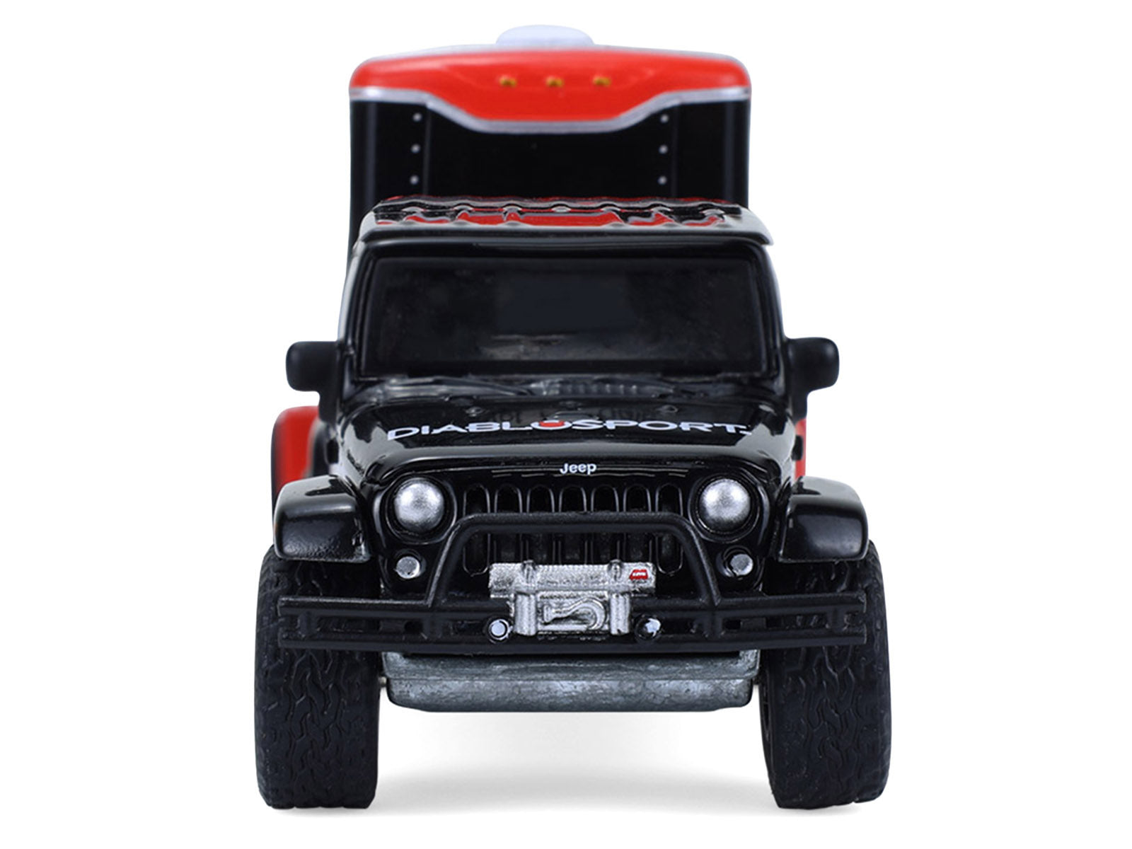 2012 Jeep Wrangler Unlimited "Diablo Sport" Black with Red Graphics and Small Cargo Trailer "Hitch & Tow" Series 33 1/64 Diecast Model Cars by Greenlight - image 4