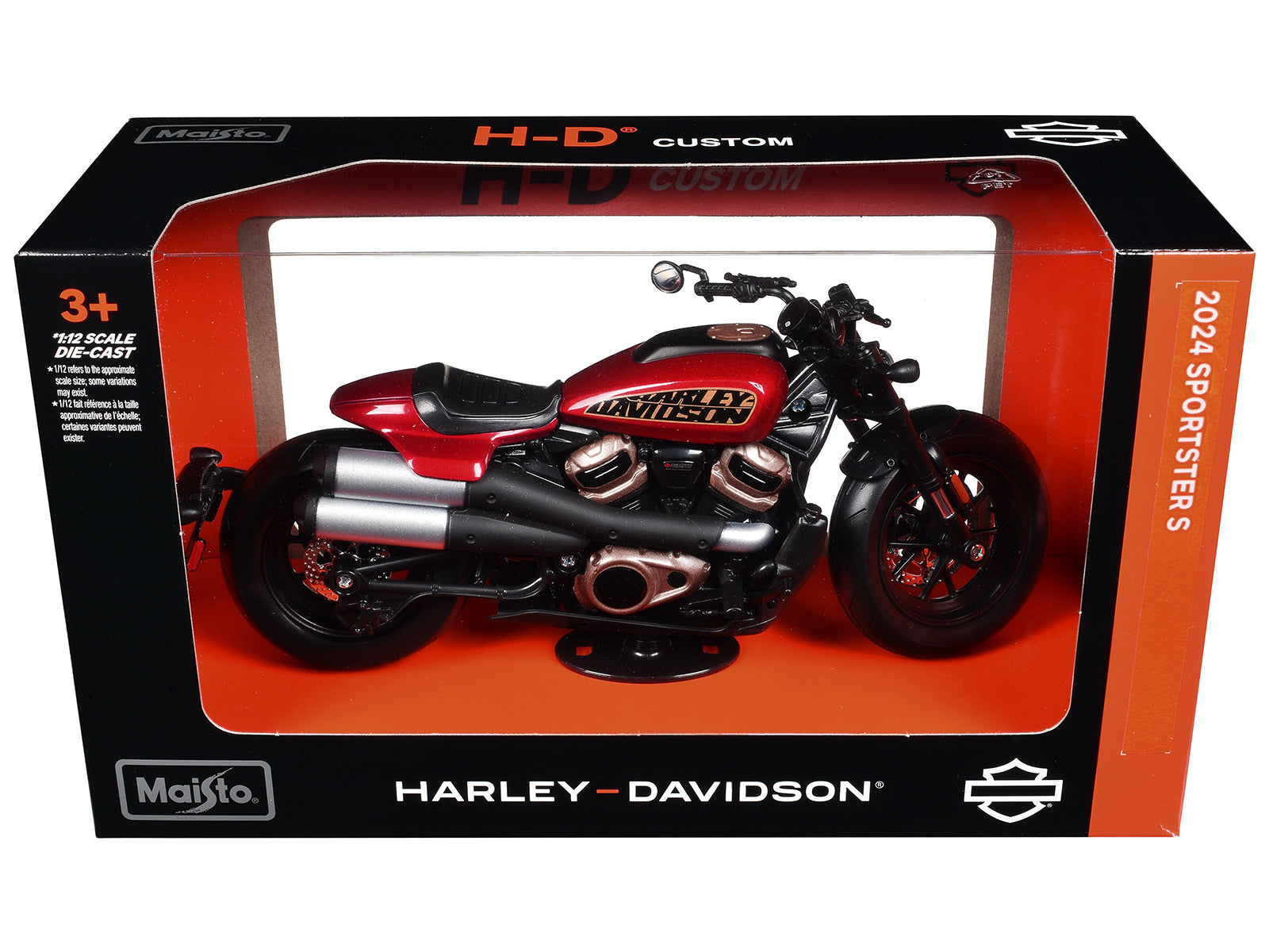 2024 Harley Davidson Sportster S Motorcycle Red Metallic and Black "H-D Custom" Series 1/12 Diecast Model Car by Maisto - image 3