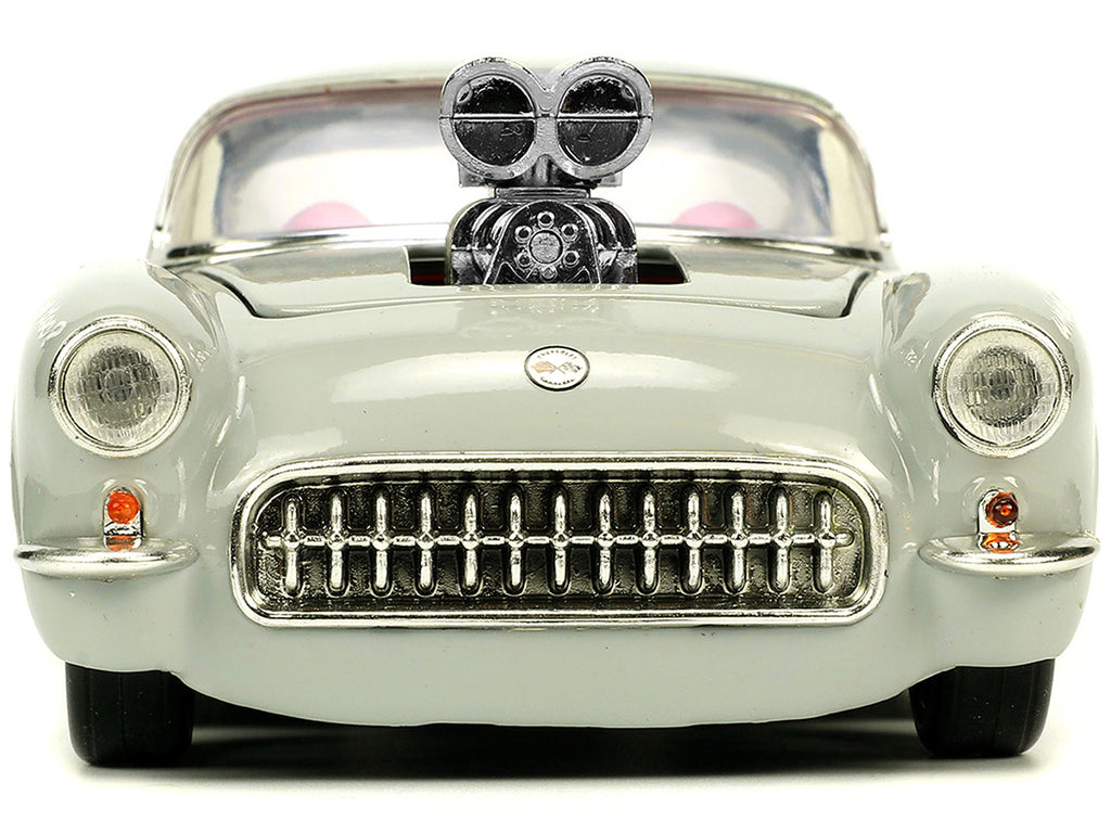 1957 Chevrolet Corvette Beige with Pink Interior with Bugs Bunny Figure "Looney Tunes" "Hollywood Rides" Series 1/24 Diecast Model Car by Jada - image 4