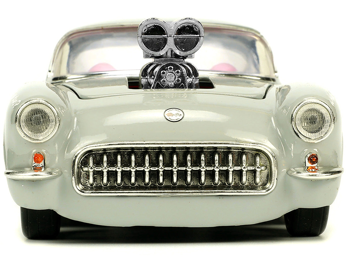 1957 Chevrolet Corvette Beige with Pink Interior with Bugs Bunny Figure "Looney Tunes" "Hollywood Rides" Series 1/24 Diecast Model Car by Jada - image 4