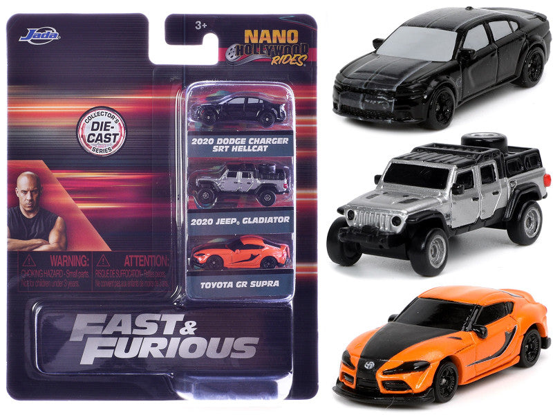 "Fast & Furious 9" (2021) Movie 3 piece Set "Nano Hollywood Rides" Series Diecast Model Cars by Jada