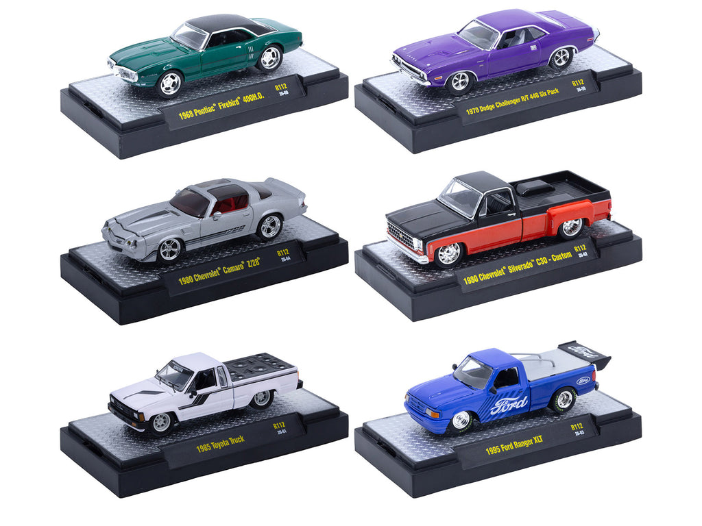 "Auto-Thentics" 6 piece Set Release 112 IN DISPLAY CASES Limited Edition 1/64 Diecast Model Cars by M2 Machines