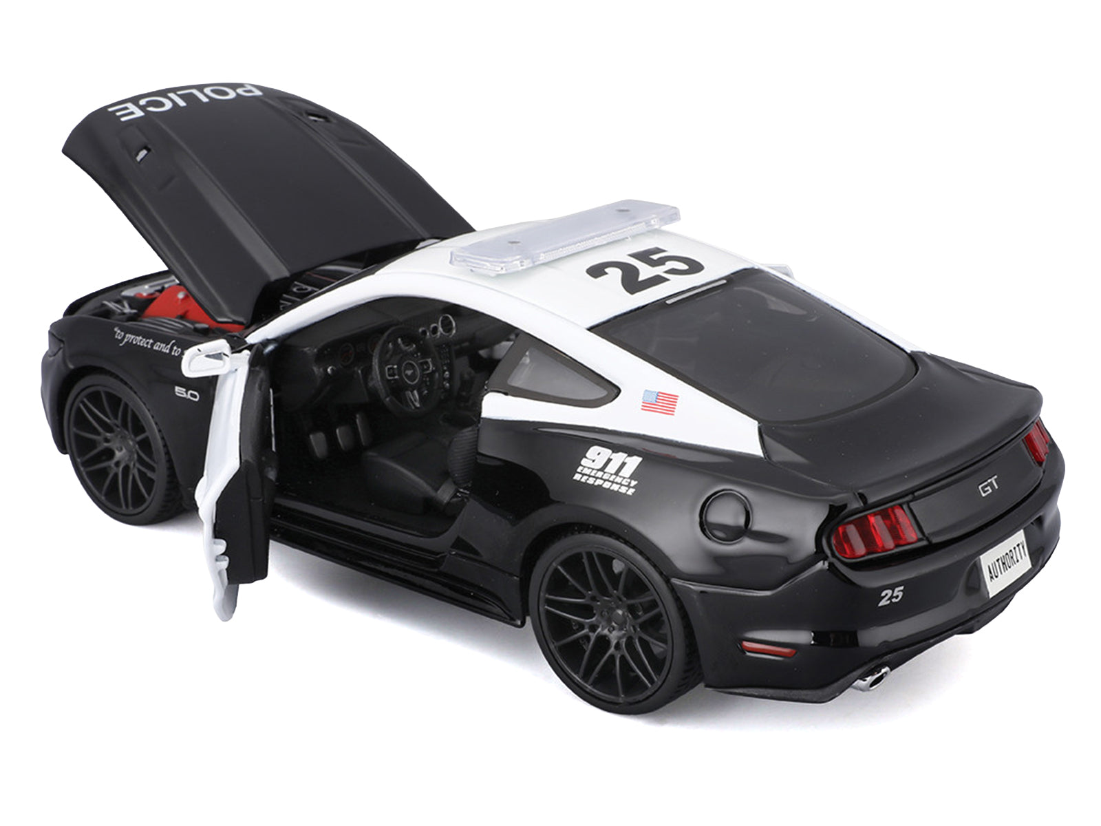 2015 Ford Mustang GT 5.0 "Police" Black and White "Authority" Series 1/24 Diecast Model Car by Maisto - image 3