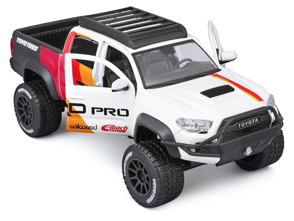 2023 Toyota Tacoma TRD PRO Off Road Pickup Truck White with Graphics and Roof Rack "Maisto Design" Series 1/27 Diecast Model Car Maisto