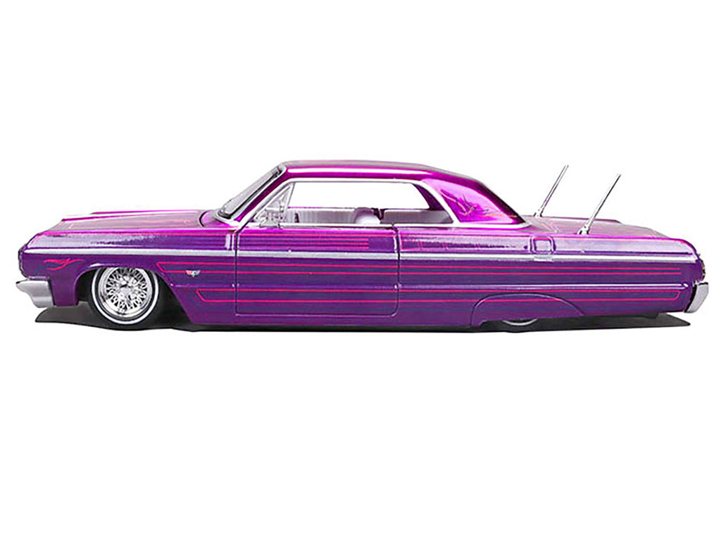 1964 Chevrolet Impala SS Lowrider Candy Purple with Graphics and White Interior "Lowriders" "Maisto Design" Series 1/26 Diecast Model Car by Maisto - image 2