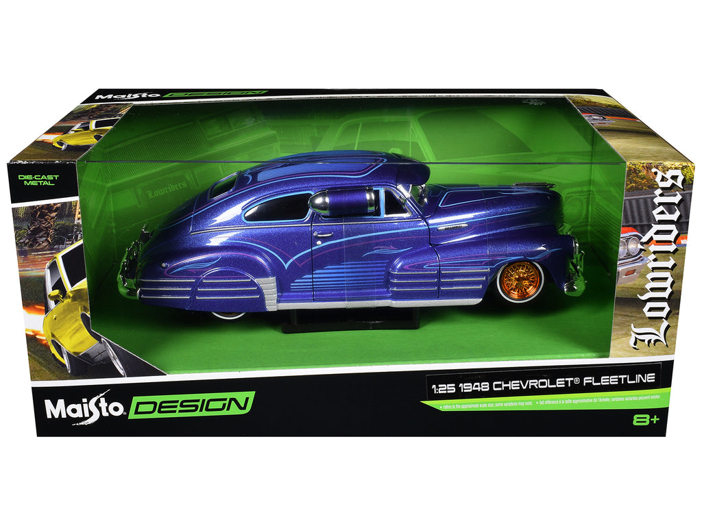 1948 Chevrolet Fleetline Lowrider Blue Metallic with Graphics "Maisto Design" Series 1/25 Diecast Model Car by Maisto - image 3