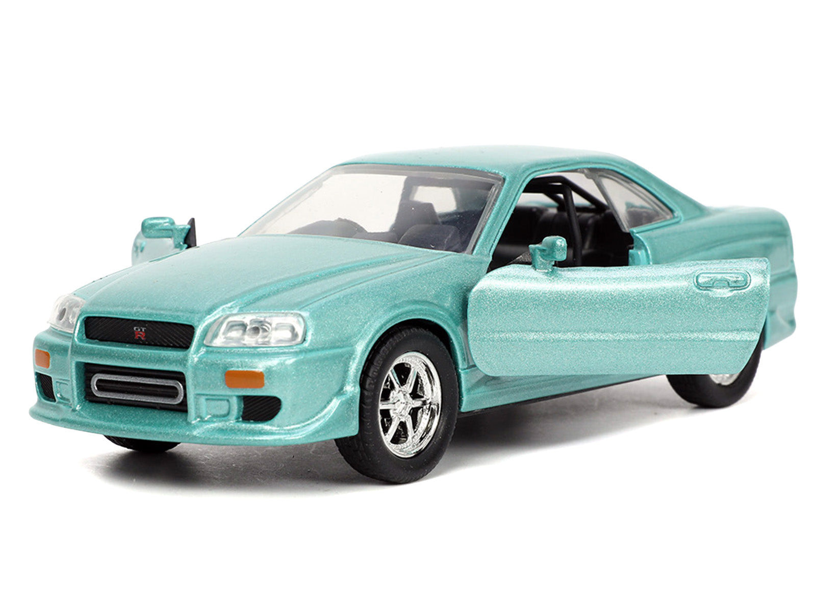 Brian's Nissan Skyline GT-R (BNR34) RHD (Right Hand Drive) Turquoise Metallic "Fast & Furious" Movie 1/32 Diecast Model Car by Jada - image 2
