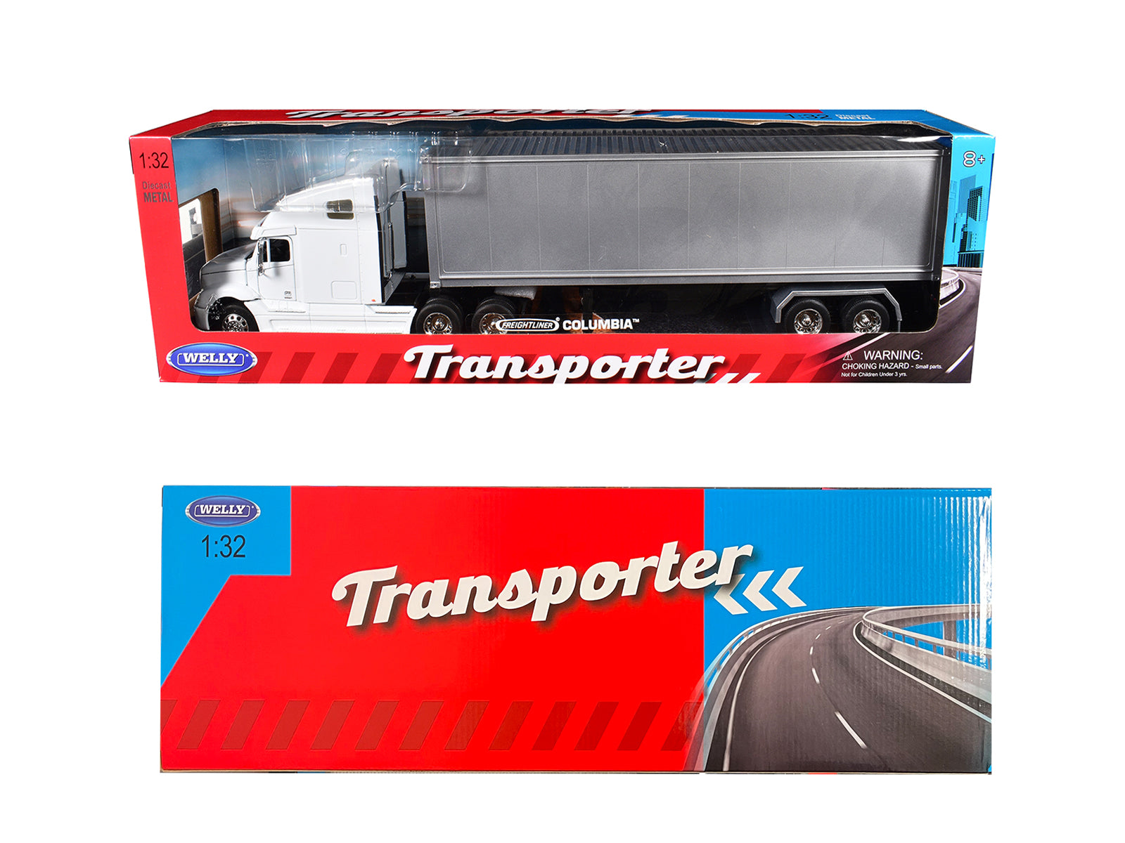 Freightliner Columbia Truck White with Gray Container 1/32 Diecast Model by Welly - image 3