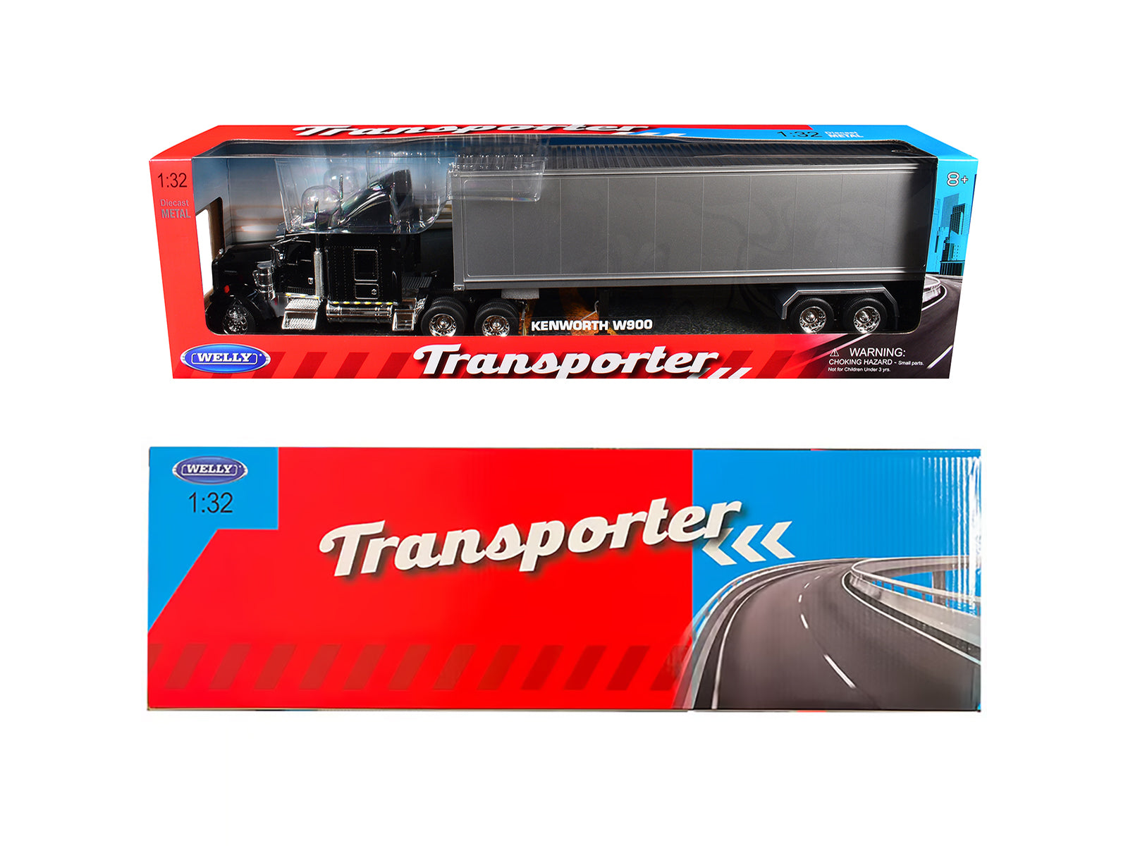 Kenworth W900 Truck Black with Gray Container 1/32 Diecast Model by Welly - image 3