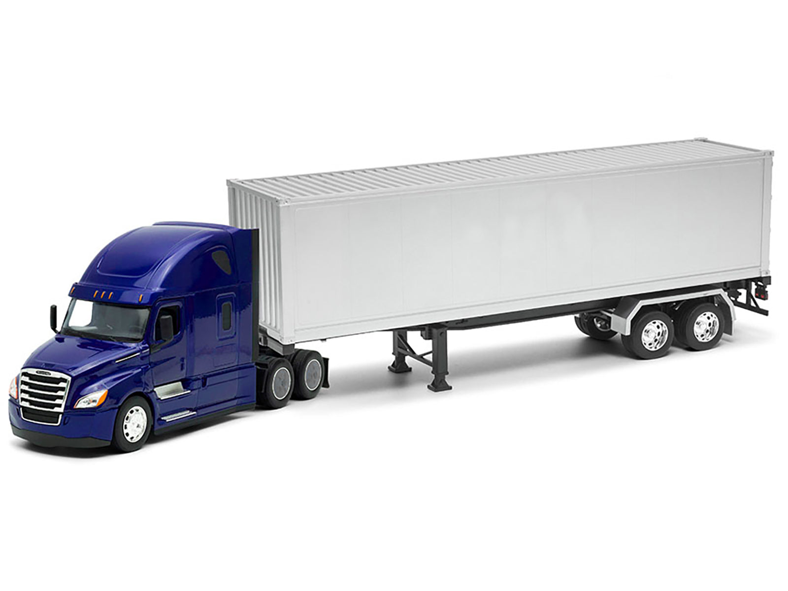 Freightliner Cascadia Truck Blue Metallic with Gray Container "Transporter" Series 1/32 Diecast Model by Welly - image 2