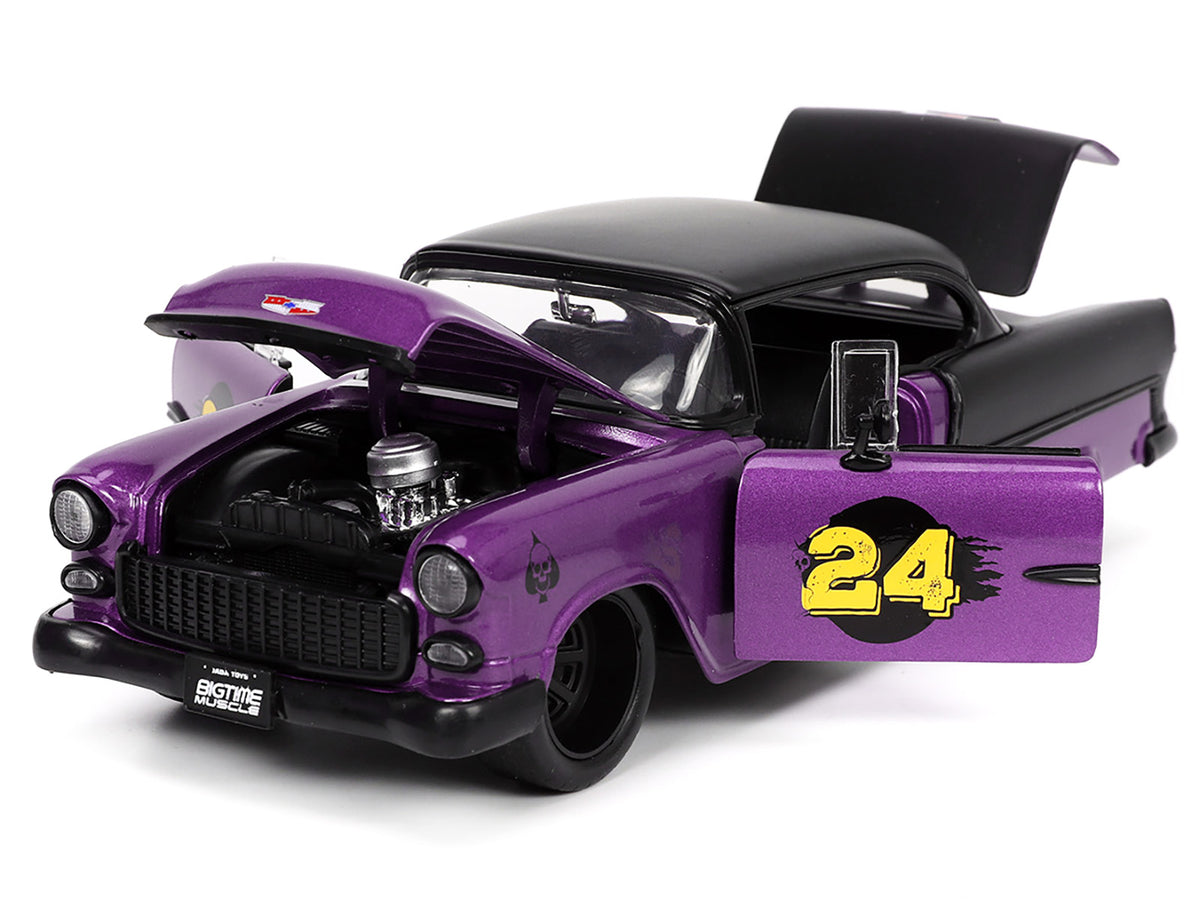 1955 Chevrolet Bel Air #24 Purple Metallic and Matt Black "Bigtime Muscle" Series 1/24 Diecast Model Car by Jada - image 2