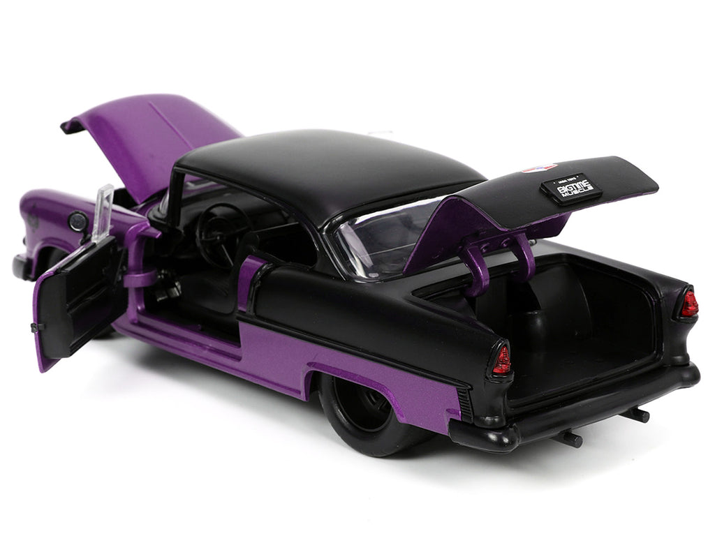 1955 Chevrolet Bel Air #24 Purple Metallic and Matt Black "Bigtime Muscle" Series 1/24 Diecast Model Car by Jada - image 4