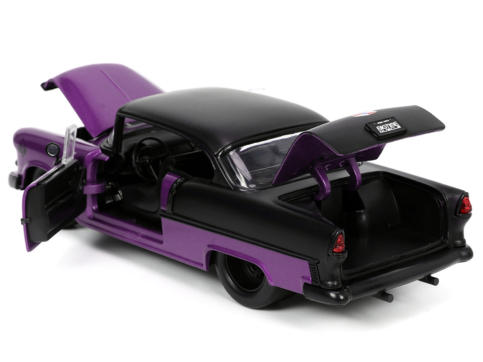 1955 Chevrolet Bel Air #24 Purple Metallic and Matt Black "Bigtime Muscle" Series 1/24 Diecast Model Car by Jada - image 4