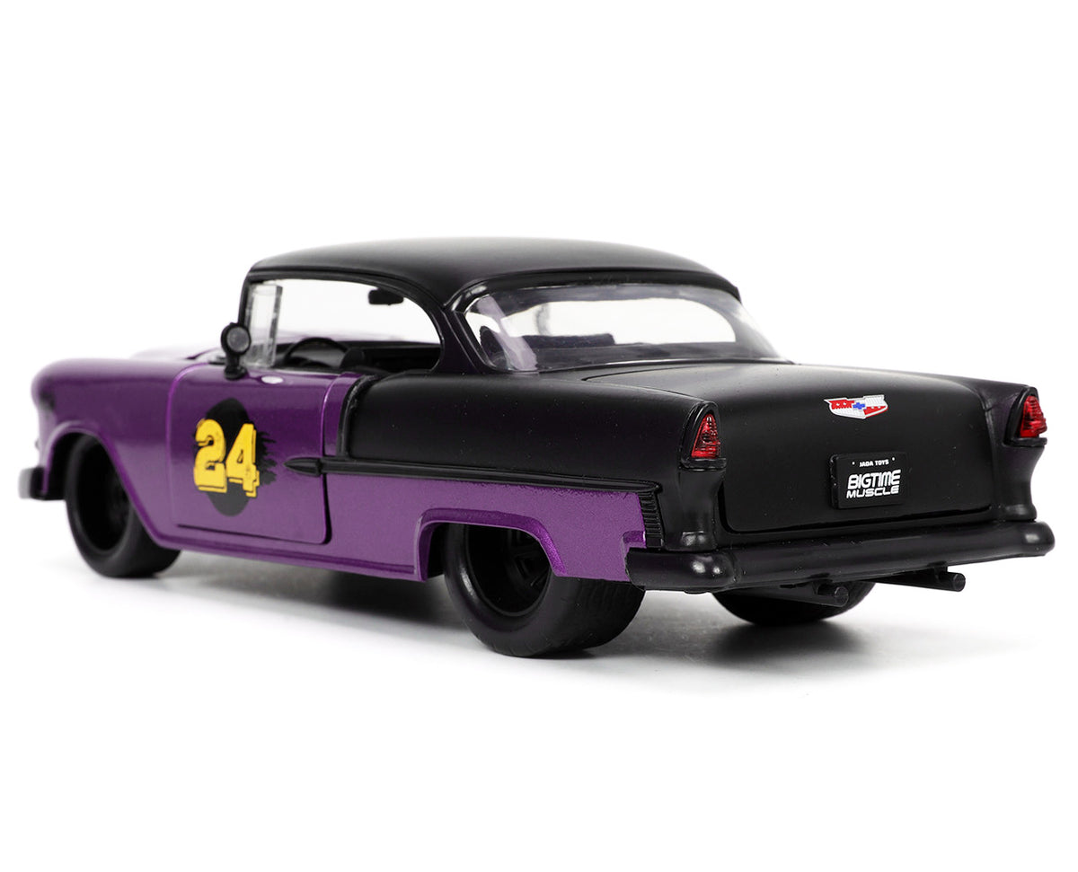 1955 Chevrolet Bel Air #24 Purple Metallic and Matt Black "Bigtime Muscle" Series 1/24 Diecast Model Car by Jada - image 5