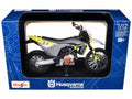 2023 Husqvarna 701 Supermoto Motorcycle Matt Black and Gray with Yellow and White Accents with Display Base 1/12 Diecast Model by Maisto