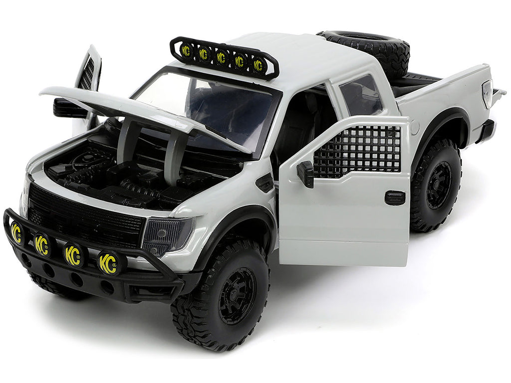 2011 Ford F-150 SVT Raptor Pickup Truck Light Gray with Extra Wheels "Just Trucks" Series 1/24 Diecast Model Car by Jada - image 2