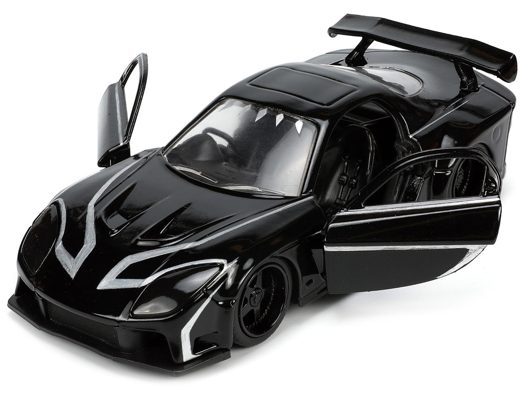 1995 Mazda RX-7 RHD (Right Hand Drive) Black and Black Panther Diecast Figure "The Avengers" "Hollywood Rides" Series 1/32 Diecast Model Car by Jada - image 2