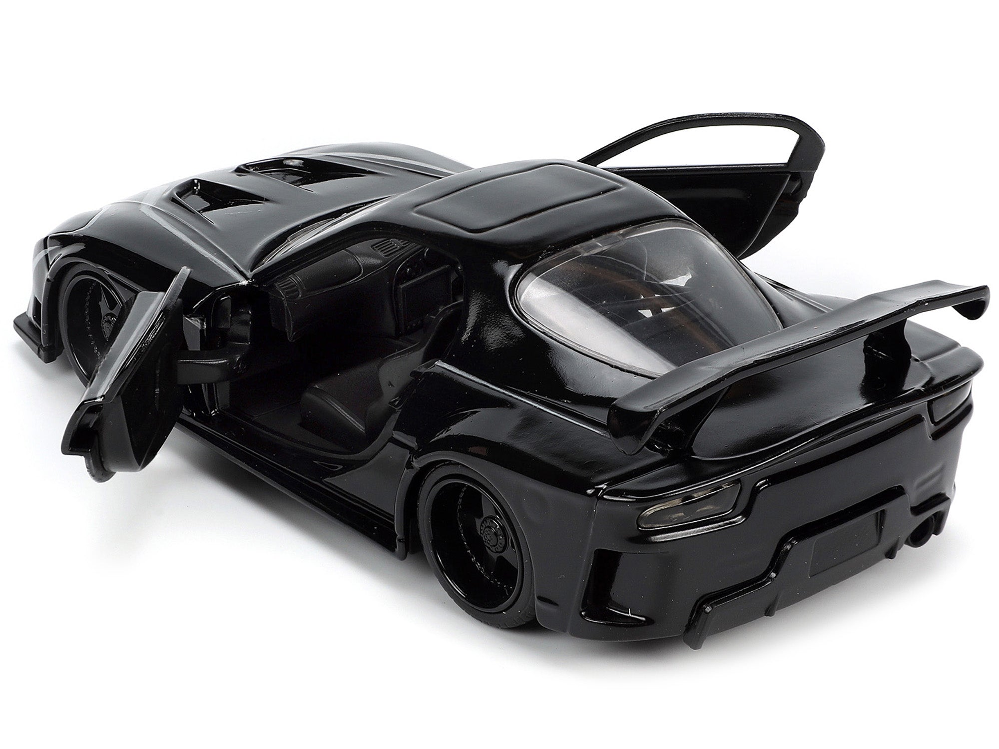1995 Mazda RX-7 RHD (Right Hand Drive) Black and Black Panther Diecast Figure "The Avengers" "Hollywood Rides" Series 1/32 Diecast Model Car by Jada - image 3