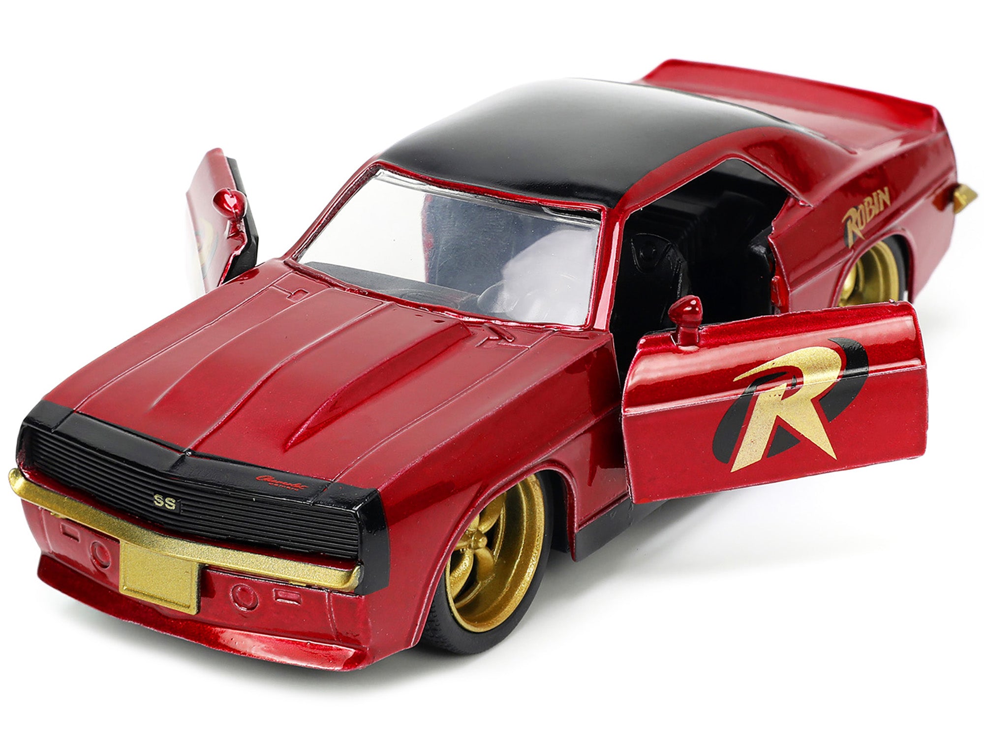 1969 Chevrolet Camaro Dark Red Metallic with Black Top and Robin Diecast Figure "Batman" "Hollywood Rides" Series 1/32 Diecast Model Car by Jada - image 2