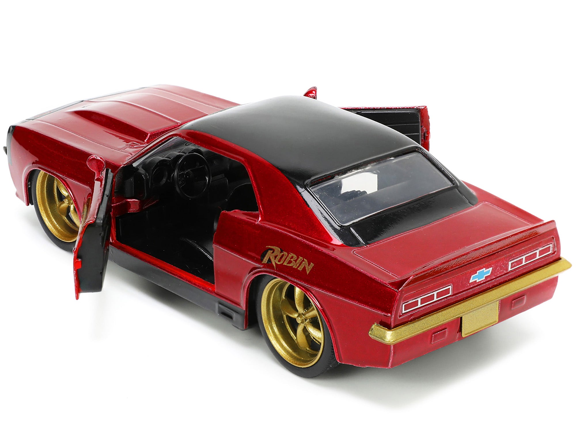 1969 Chevrolet Camaro Dark Red Metallic with Black Top and Robin Diecast Figure "Batman" "Hollywood Rides" Series 1/32 Diecast Model Car by Jada - image 3