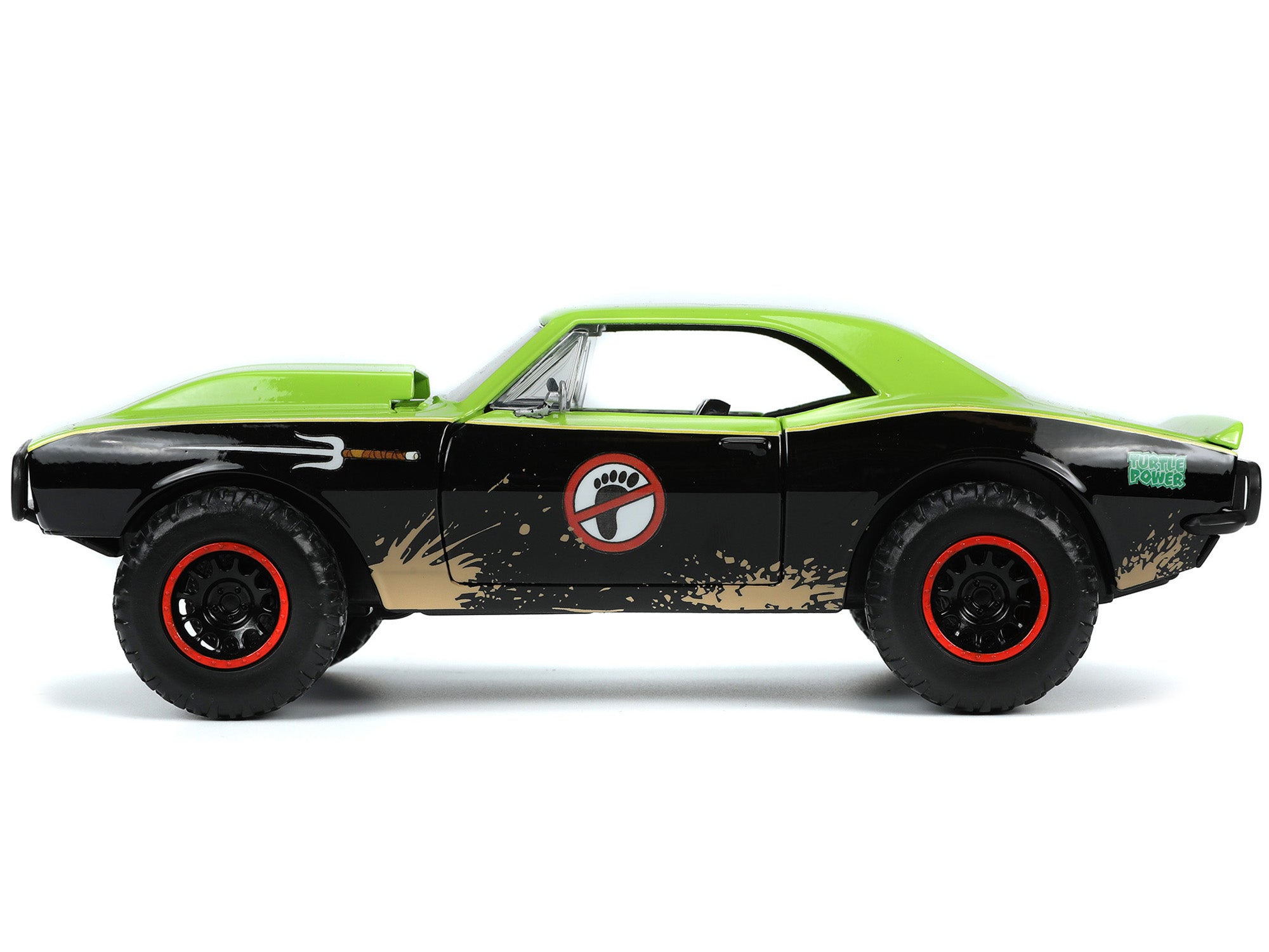 1967 Chevrolet Camaro Offroad Bright Green and Matt Black (Dirty Version) and Raphael Diecast Figure "Teenage Mutant Ninja Turtles" "Hollywood Rides" Series 1/24 Diecast Model Car by Jada - image 3