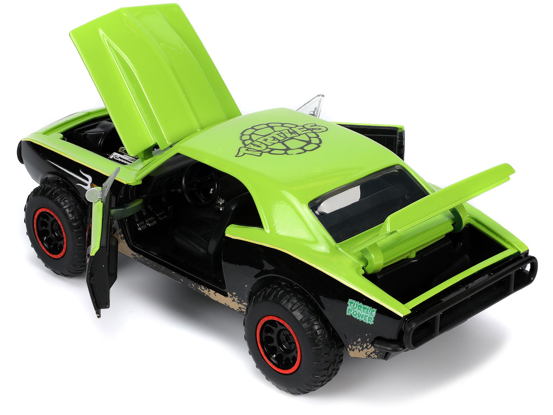 1967 Chevrolet Camaro Offroad Bright Green and Matt Black (Dirty Version) and Raphael Diecast Figure "Teenage Mutant Ninja Turtles" "Hollywood Rides" Series 1/24 Diecast Model Car by Jada - image 4