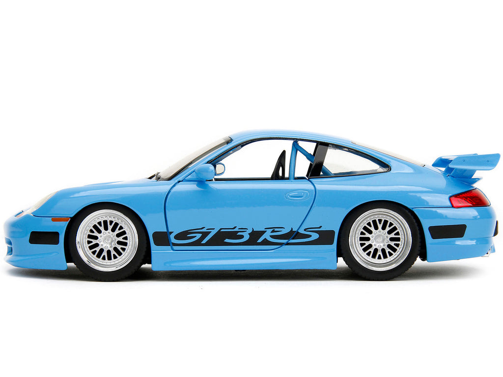 Porsche 911 GT3 RS Light Blue with Black Accents "Fast Five" (2011) Movie "25 Years of Fast & Furious" Series 1/24 Diecast Model Car by Jada